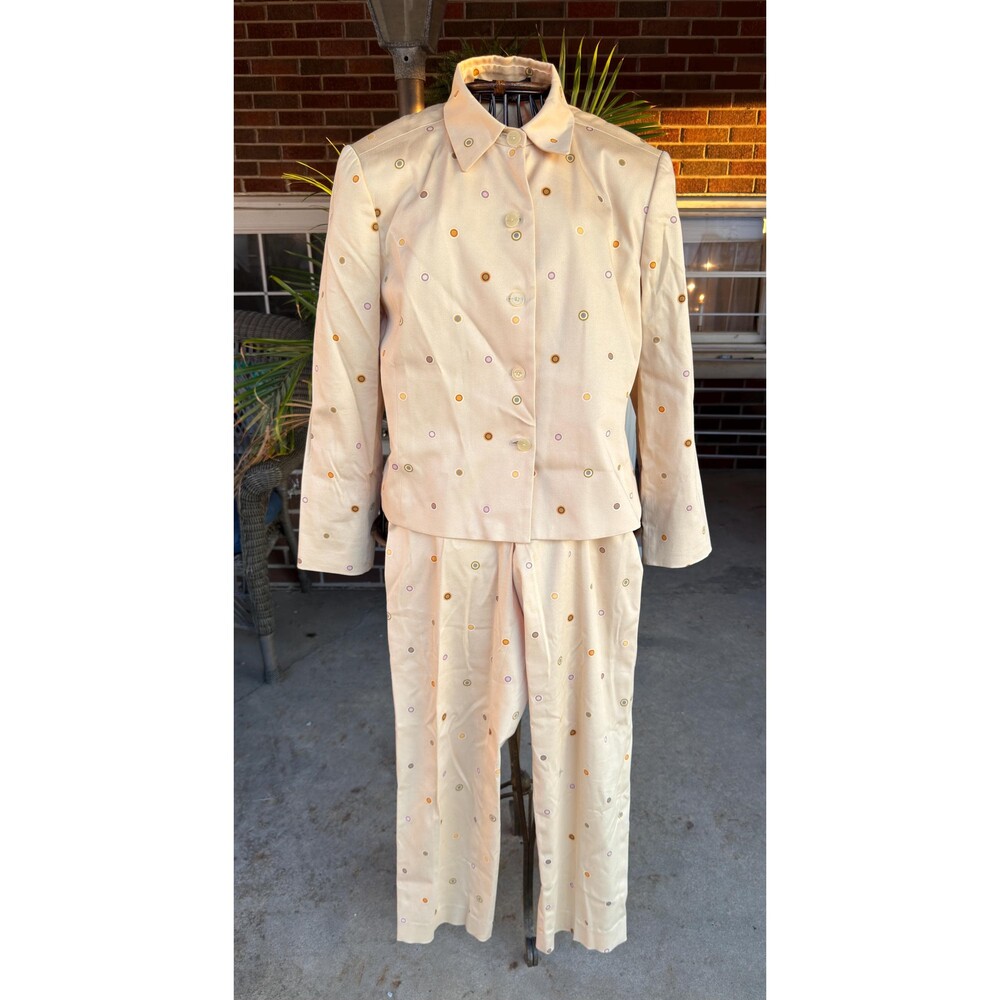 Vintage Linda Allard Ellen Tracy Embroidered Pant Suit Set Size 10/12